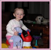 Riding through the living room
